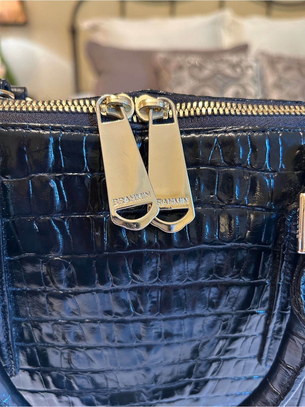 Brahmin Vivian Satchel in Black Embossed Leather - Picture 14 of 15